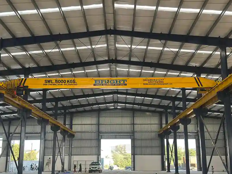 Single girder EOT crane installation in steel industry