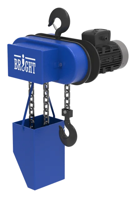 Hook suspended electric chain hoist with chain bag