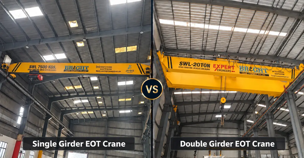 Single girder vs double girder EOT cranes compared by lifting capacity
